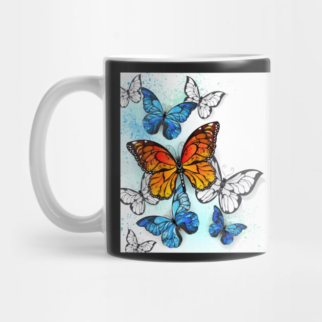 Background with Monarchs and Morpho by Blackmoon9